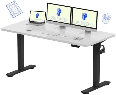 FLEXISPOT EN1 One Piece Standing Desk  Electric Adjustable with 4 Memory Presets  176 LBS Capacity  Stable & Quiet  Seamless Desktop for Home Office & Dual Monitors  55x28 Black