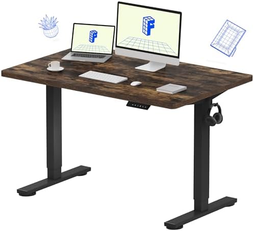 FLEXISPOT EN1 One Piece Standing Desk  Electric Adjustable with 4 Memory Presets  176 LBS Capacity  Stable & Quiet  Seamless Desktop for Home Office & Dual Monitors  55x28 Black