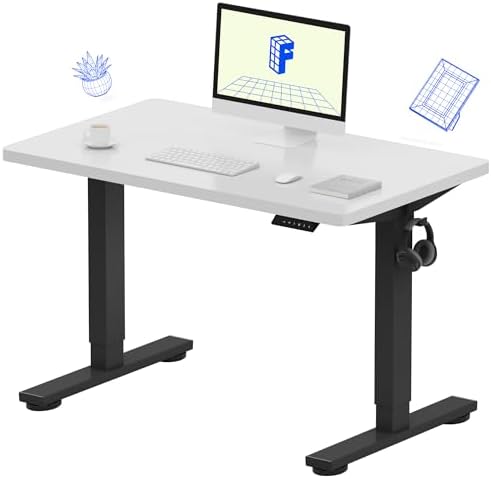 FLEXISPOT EN1 One Piece Standing Desk  Electric Adjustable with 4 Memory Presets  176 LBS Capacity  Stable & Quiet  Seamless Desktop for Home Office & Dual Monitors  55x28 Black