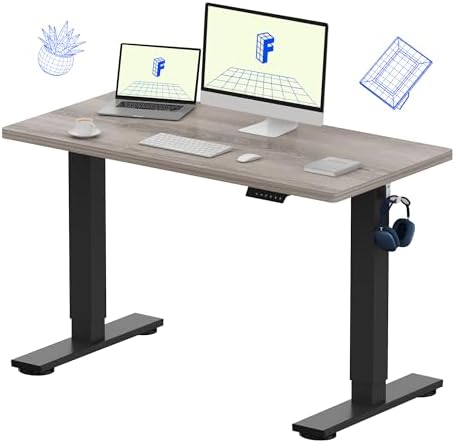 FLEXISPOT EN1 One Piece Standing Desk  Electric Adjustable with 4 Memory Presets  176 LBS Capacity  Stable & Quiet  Seamless Desktop for Home Office & Dual Monitors  55x28 Black