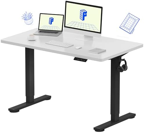 FLEXISPOT EN1 One Piece Standing Desk  Electric Adjustable with 4 Memory Presets  176 LBS Capacity  Stable & Quiet  Seamless Desktop for Home Office & Dual Monitors  55x28 Black