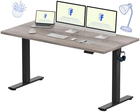 FLEXISPOT EN1 One Piece Standing Desk  Electric Adjustable with 4 Memory Presets  176 LBS Capacity  Stable & Quiet  Seamless Desktop for Home Office & Dual Monitors  55x28 Black