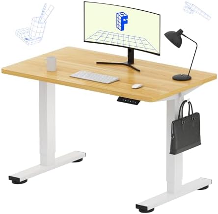 FLEXISPOT EN1 One Piece Standing Desk  Electric Adjustable with 4 Memory Presets  176 LBS Capacity  Stable & Quiet  Seamless Desktop for Home Office & Dual Monitors  55x28 Black