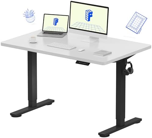 FLEXISPOT EN1 One Piece Standing Desk  Electric Adjustable with 4 Memory Presets  176 LBS Capacity  Stable & Quiet  Seamless Desktop for Home Office & Dual Monitors  55x28 Black
