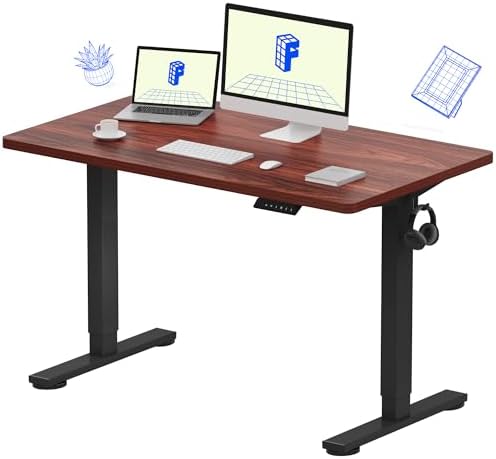 FLEXISPOT EN1 One Piece Standing Desk  Electric Adjustable with 4 Memory Presets  176 LBS Capacity  Stable & Quiet  Seamless Desktop for Home Office & Dual Monitors  55x28 Black