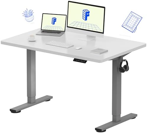 FLEXISPOT EN1 One Piece Standing Desk  Electric Adjustable with 4 Memory Presets  176 LBS Capacity  Stable & Quiet  Seamless Desktop for Home Office & Dual Monitors  55x28 Black