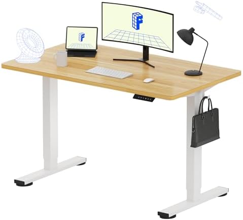 FLEXISPOT EN1 One Piece Standing Desk  Electric Adjustable with 4 Memory Presets  176 LBS Capacity  Stable & Quiet  Seamless Desktop for Home Office & Dual Monitors  55x28 Black