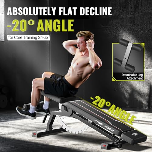 FLYBIRD Strength Training Bench for Home Gym  Adjustable Weight Bench can be Folded for Storage/Vertical Storage  Space Saving Workout Bench