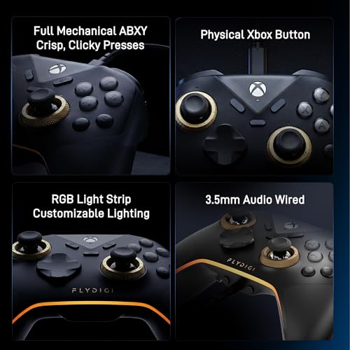FLYDIGI VADER 5S Wired Controller for Xbox Series X S  Xbox One  Windows 10/11  FORCEFLEX Adjustable Tension Joysticks  FORCESWITCH Triggers  6 Remappable Buttons  3 5mm Audio Jack