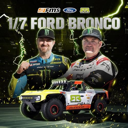 FMS 1/7 Ford Bronco RTR EB Fast RC Truck   Licensed by Ford & RTR Vehicles  80km/h Short Course Truck  4WD Brushless RC Car  CNC Metal Parts  Off Road Rock Crawler 4x4 for Adults  2025 paint scheme 