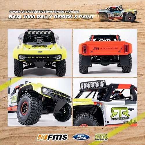 FMS 1/7 Ford Bronco RTR EB Fast RC Truck   Licensed by Ford & RTR Vehicles  80km/h Short Course Truck  4WD Brushless RC Car  CNC Metal Parts  Off Road Rock Crawler 4x4 for Adults  2025 paint scheme 