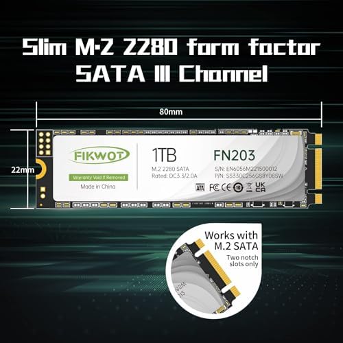 FN203 M 2 SATA SSD   SLC Cache 3D NAND TLC SATA III 6Gb/s M 2 2280 NGFF Internal Solid State Drive  Up to 550MB/s  Compatible with Ultrabooks  Tablet Computers and Mini PCs  1TB 