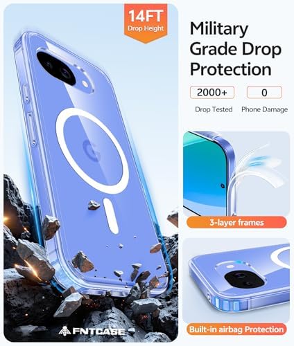 FNTCASE for Google Pixel 10a Case   Fit for Magsafe   Screen Protector  Anti Yellowing Transparent Clear   Military Grade Shockproof Protective Phone Cover for Pixel 10A   Clear