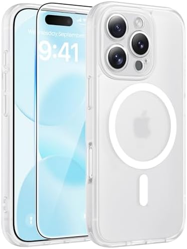 FNTCASE for Google Pixel 10 Pro XL Case  for Pixel 9 Pro XL Case  Fit for Magsafe  Translucent Matte  with Screen Protector  Military Grade Shockproof Protective Magnetic Phone Cover  6 8inch   Black 