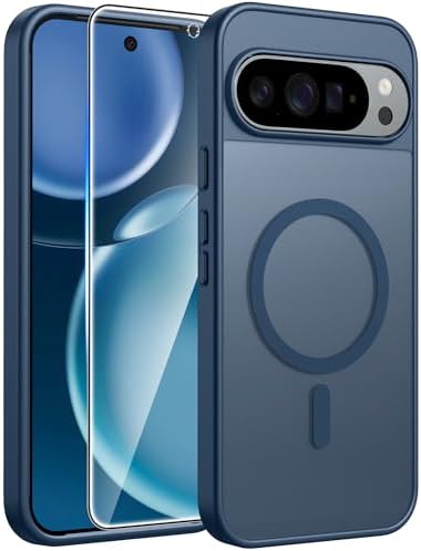 FNTCASE for Google Pixel 10 Pro XL Case  for Pixel 9 Pro XL Case  Fit for Magsafe  Translucent Matte  with Screen Protector  Military Grade Shockproof Protective Magnetic Phone Cover  6 8inch   Black 