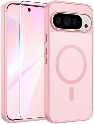 FNTCASE for Google Pixel 10 Pro XL Case  for Pixel 9 Pro XL Case  Fit for Magsafe  Translucent Matte  with Screen Protector  Military Grade Shockproof Protective Magnetic Phone Cover  6 8inch   Black 