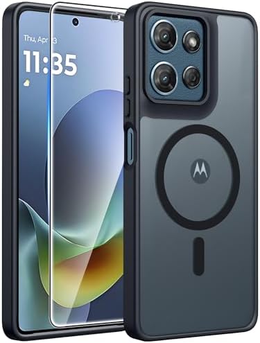 FNTCASE for Google Pixel 10 Pro XL Case  for Pixel 9 Pro XL Case  Fit for Magsafe  Translucent Matte  with Screen Protector  Military Grade Shockproof Protective Magnetic Phone Cover  6 8inch   Black 