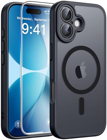 FNTCASE for Google Pixel 10 Pro XL Case  for Pixel 9 Pro XL Case  Fit for Magsafe  Translucent Matte  with Screen Protector  Military Grade Shockproof Protective Magnetic Phone Cover  6 8inch   Black 