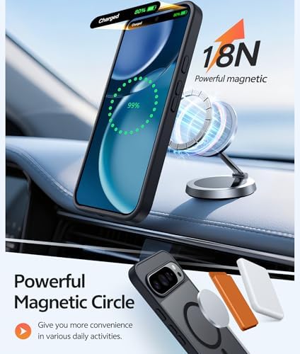 FNTCASE for Google Pixel 10 Pro XL Case  for Pixel 9 Pro XL Case  Fit for Magsafe  Translucent Matte  with Screen Protector  Military Grade Shockproof Protective Magnetic Phone Cover  6 8inch   Black 