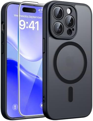 FNTCASE for Google Pixel 10 Pro XL Case  for Pixel 9 Pro XL Case  Fit for Magsafe  Translucent Matte  with Screen Protector  Military Grade Shockproof Protective Magnetic Phone Cover  6 8inch   Black 