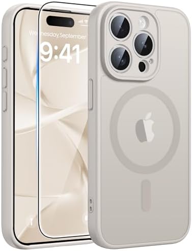 FNTCASE for Google Pixel 10 Pro XL Case  for Pixel 9 Pro XL Case  Fit for Magsafe  Translucent Matte  with Screen Protector  Military Grade Shockproof Protective Magnetic Phone Cover  6 8inch   Black 