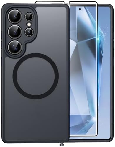 FNTCASE for Google Pixel 10 Pro XL Case  for Pixel 9 Pro XL Case  Fit for Magsafe  Translucent Matte  with Screen Protector  Military Grade Shockproof Protective Magnetic Phone Cover  6 8inch   Black 