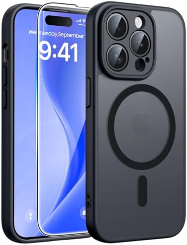 FNTCASE for Google Pixel 10 Pro XL Case  for Pixel 9 Pro XL Case  Fit for Magsafe  Translucent Matte  with Screen Protector  Military Grade Shockproof Protective Magnetic Phone Cover  6 8inch   Black 