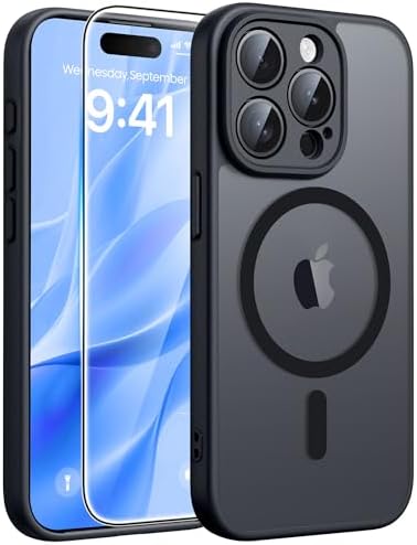 FNTCASE for Google Pixel 10 Pro XL Case  for Pixel 9 Pro XL Case  Fit for Magsafe  Translucent Matte  with Screen Protector  Military Grade Shockproof Protective Magnetic Phone Cover  6 8inch   Black 