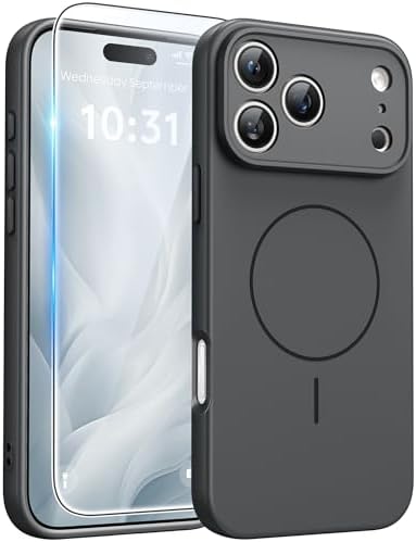 FNTCASE for Google Pixel 10 Pro XL Case  for Pixel 9 Pro XL Case  Fit for Magsafe  Translucent Matte  with Screen Protector  Military Grade Shockproof Protective Magnetic Phone Cover  6 8inch   Black 