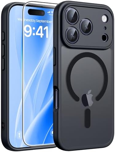 FNTCASE for Google Pixel 10 Pro XL Case  for Pixel 9 Pro XL Case  Fit for Magsafe  Translucent Matte  with Screen Protector  Military Grade Shockproof Protective Magnetic Phone Cover  6 8inch   Black 