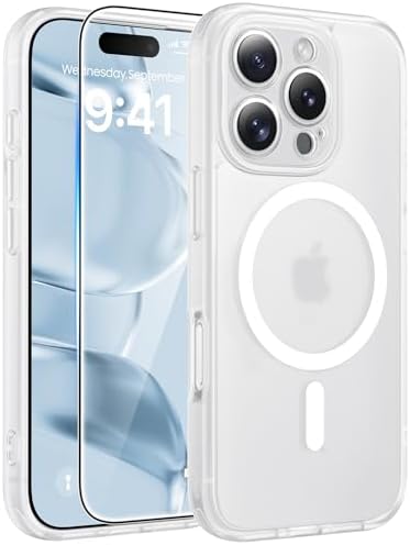 FNTCASE for Google Pixel 10 Pro XL Case  for Pixel 9 Pro XL Case  Fit for Magsafe  Translucent Matte  with Screen Protector  Military Grade Shockproof Protective Magnetic Phone Cover  6 8inch   Black 