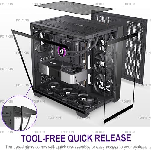 FOIFKIN F300  2025  PC Case   Pre Installed 4 No RGB Fan  ATX Mid Tower Computer case  Gaming PC Case  270  Panoramic Glass with Type C  FOIFKIN  Black  