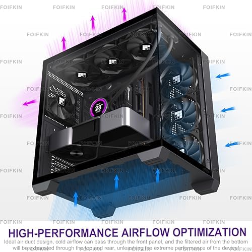 FOIFKIN F300  2025  PC Case   Pre Installed 4 No RGB Fan  ATX Mid Tower Computer case  Gaming PC Case  270  Panoramic Glass with Type C  FOIFKIN  Black  