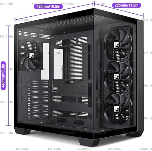 FOIFKIN F300  2025  PC Case   Pre Installed 4 No RGB Fan  ATX Mid Tower Computer case  Gaming PC Case  270  Panoramic Glass with Type C  FOIFKIN  Black  