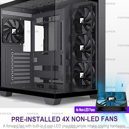 FOIFKIN F300  2025  PC Case   Pre Installed 4 No RGB Fan  ATX Mid Tower Computer case  Gaming PC Case  270  Panoramic Glass with Type C  FOIFKIN  Black  