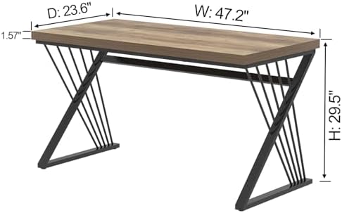 FOLUBAN Computer Desk  Modern Home Office Desk  Industrial Wood and Metal Study Writing Work PC Table for Bedroom Living Room  Rustic Oak  47 Inch