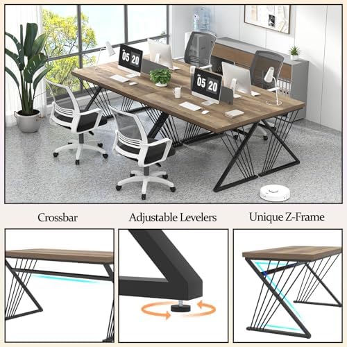 FOLUBAN Computer Desk  Modern Home Office Desk  Industrial Wood and Metal Study Writing Work PC Table for Bedroom Living Room  Rustic Oak  47 Inch