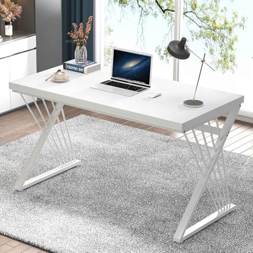 FOLUBAN Computer Desk  Modern Home Office Desk  Industrial Wood and Metal Study Writing Work PC Table for Bedroom Living Room  Rustic Oak  47 Inch