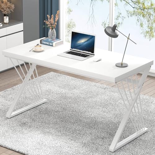 FOLUBAN Computer Desk  Modern Home Office Desk  Industrial Wood and Metal Study Writing Work PC Table for Bedroom Living Room  Rustic Oak  47 Inch