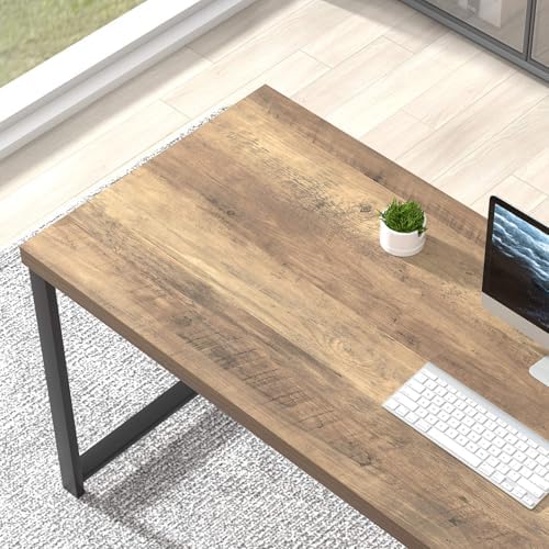 FOLUBAN Computer Desk  Modern Home Office Desk with Storage Shelves  Writing Study Gaming Table for Living Room Bedroom  Rustic Oak  53 Inch