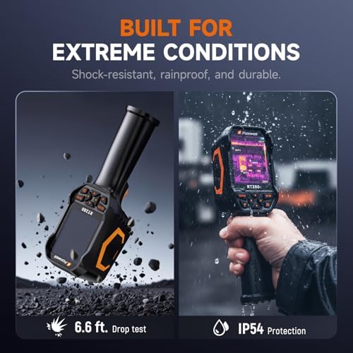 FOXWELL RT280 Cámara de imágenes térmicas, 320 X 240 2.8 "Pantalla LCD Cámara térmica, Resolución TISR 240 x 180, Cámaras infrarrojas de mano 25Hz con láser, análisis de PC, grabación de fotos y video