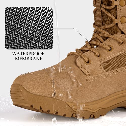 Talla: US 9  (EUR 42) FREE SOLDIER Mens Tactical Boots 8 Inches Lightweight Combat Boots Durable Suede Leather Military Work Boot Desert Boot