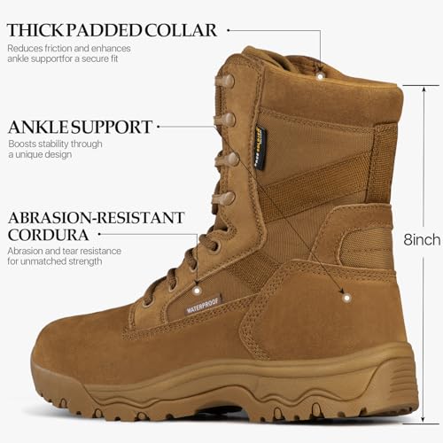 Talla: US 9  (EUR 42) FREE SOLDIER Mens Tactical Boots 8 Inches Lightweight Combat Boots Durable Suede Leather Military Work Boot Desert Boot