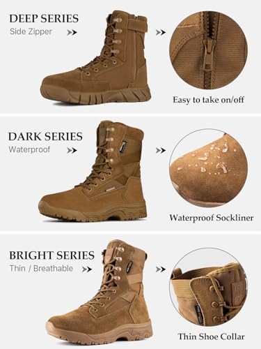 Talla: US 9  (EUR 42) FREE SOLDIER Mens Tactical Boots 8 Inches Lightweight Combat Boots Durable Suede Leather Military Work Boot Desert Boot