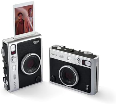 FUJIFILM INSTAX Mini EVO Hybrid Instant Camera Black   Fuji Instax Film 20 Sheet   Custom Case & Album 32GB Micro SD Memory Card Accessory Bundle