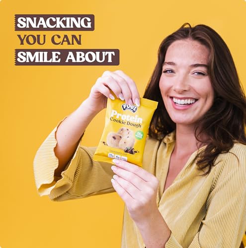 FUUL Protein Cookie Dough  Chocolate Chip Flavor  High Protein Bites  Low Sugar Snacks for Kids & Adults  Pre Workout & Post Workout Snacks  Shelf Stable  15g per Bag  Pack of 8