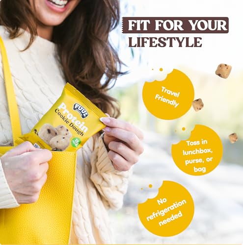 FUUL Protein Cookie Dough  Chocolate Chip Flavor  High Protein Bites  Low Sugar Snacks for Kids & Adults  Pre Workout & Post Workout Snacks  Shelf Stable  15g per Bag  Pack of 8