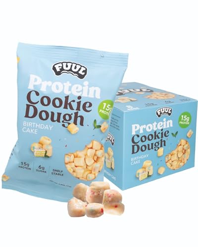 FUUL Protein Cookie Dough  Chocolate Chip Flavor  High Protein Bites  Low Sugar Snacks for Kids & Adults  Pre Workout & Post Workout Snacks  Shelf Stable  15g per Bag  Pack of 8