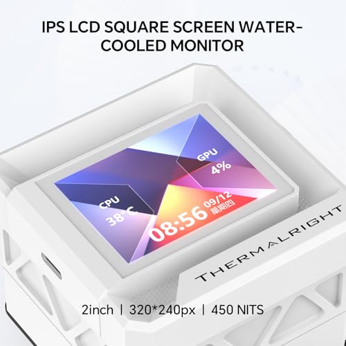 FW360 SE ARGB V2 CPU AIO Liquid Cooler White for Desktop  with TL M12QW 2000RPM Daisy Chain Connection Fans 2 Rotatable LCD Display Screen  for AM4/AM5 & Intel 1700/1851/115X/1200