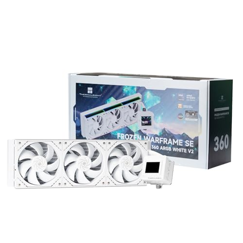 FW360 SE ARGB V2 CPU AIO Liquid Cooler White for Desktop  with TL M12QW 2000RPM Daisy Chain Connection Fans 2 Rotatable LCD Display Screen  for AM4/AM5 & Intel 1700/1851/115X/1200